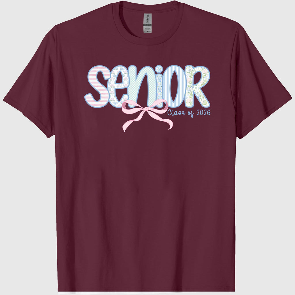 2026 Senior Shirt Floral Senior 2026 Gift Class of 2026 Senior Shirt Preppy Bow 2026 Senior Coquette Shirt Back to School Tee