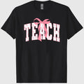Coquette Bow teach Comfort Color T shirt ColorsÂ®, Teacher Shirts, Teacher Appreciation Gift, Aesthetic teacher Sweatshirt, Back to School Shirt, Pink Bows