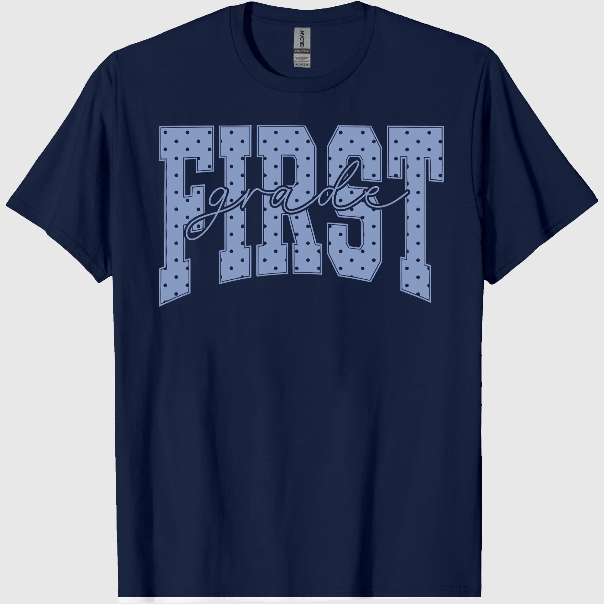 First Grade Shirt Blue Polka Dots Teacher Tee Cottagecore Aesthetic 1st Grade TShirt For Back to School Educator T-shirt.