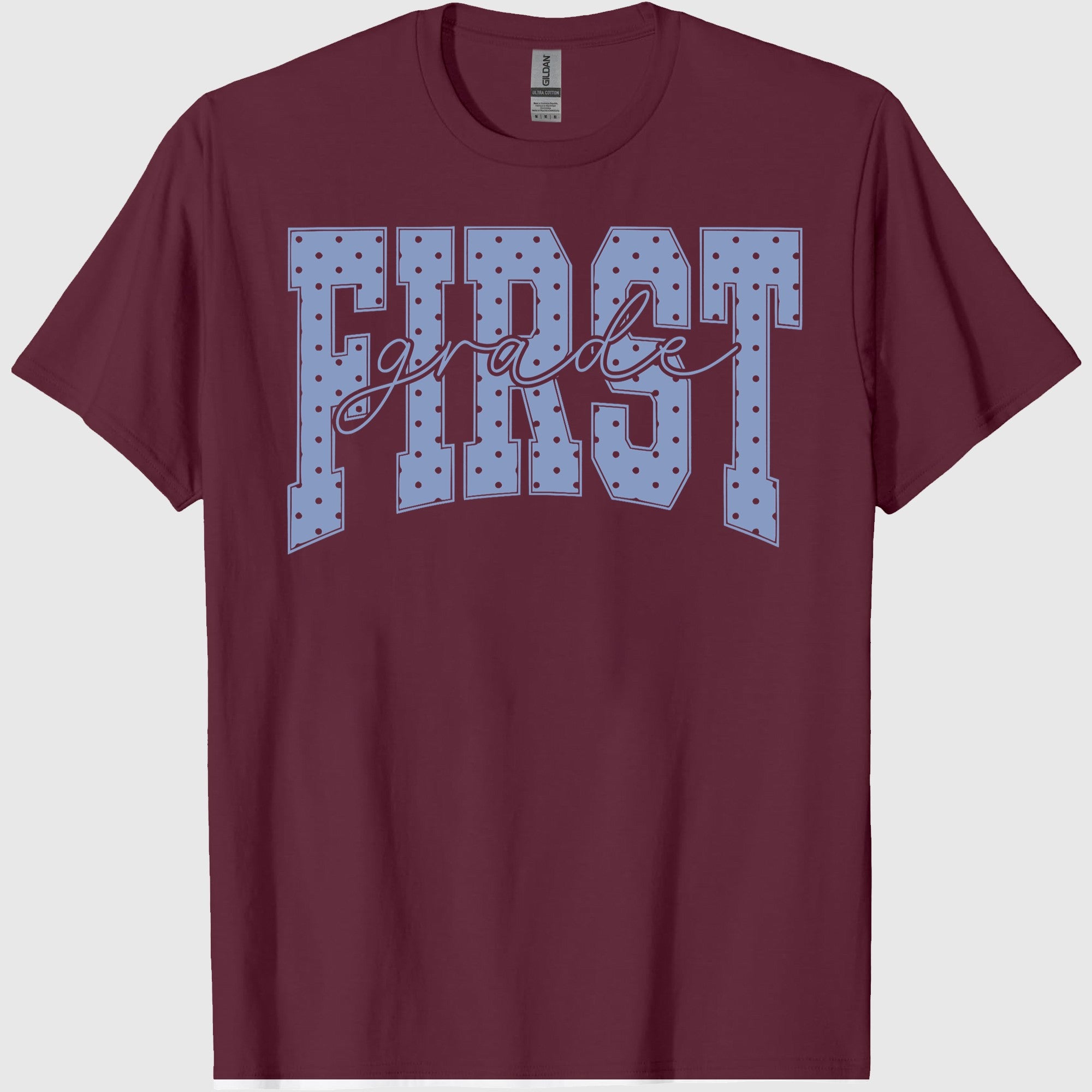 First Grade Shirt Blue Polka Dots Teacher Tee Cottagecore Aesthetic 1st Grade TShirt For Back to School Educator T-shirt.