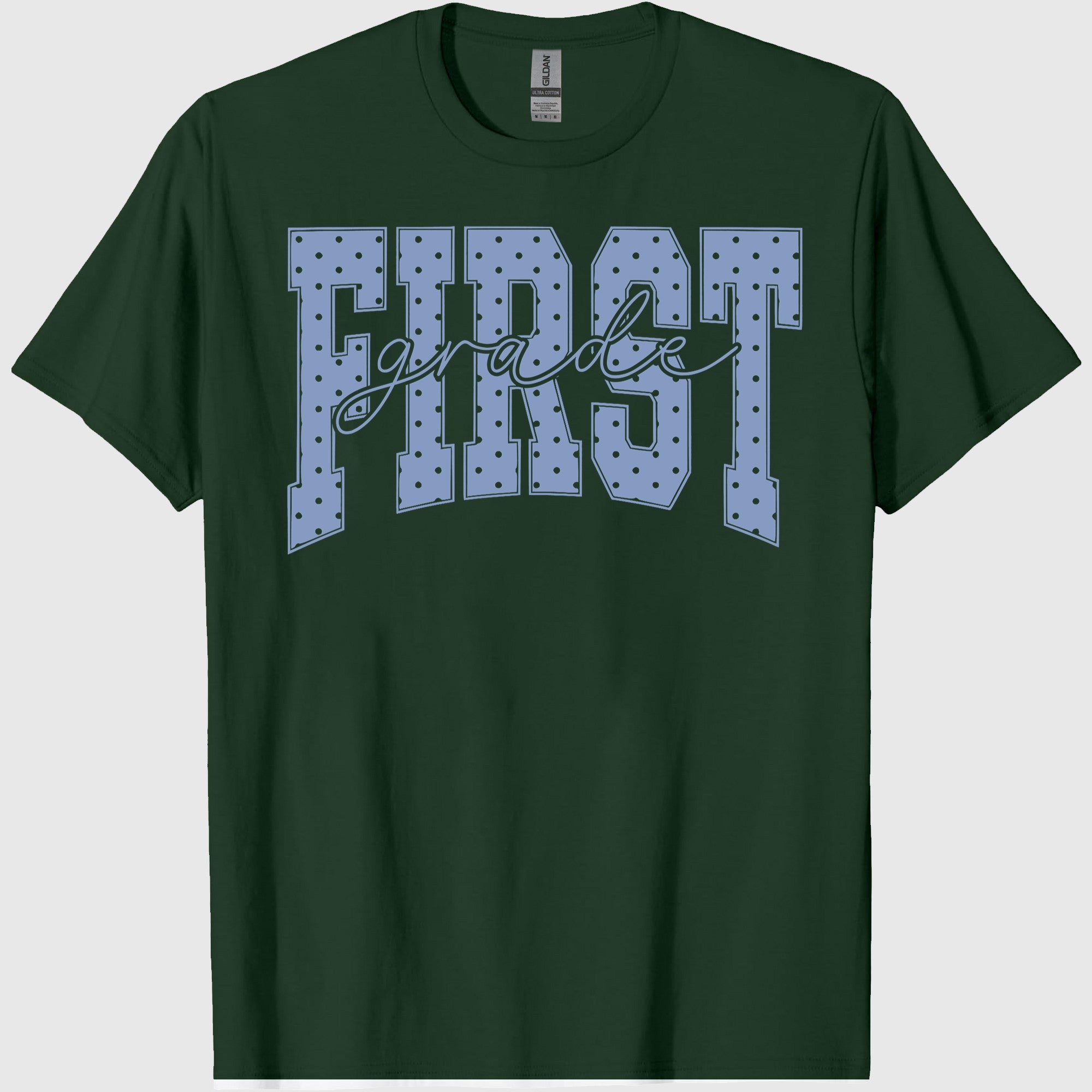 First Grade Shirt Blue Polka Dots Teacher Tee Cottagecore Aesthetic 1st Grade TShirt For Back to School Educator T-shirt.