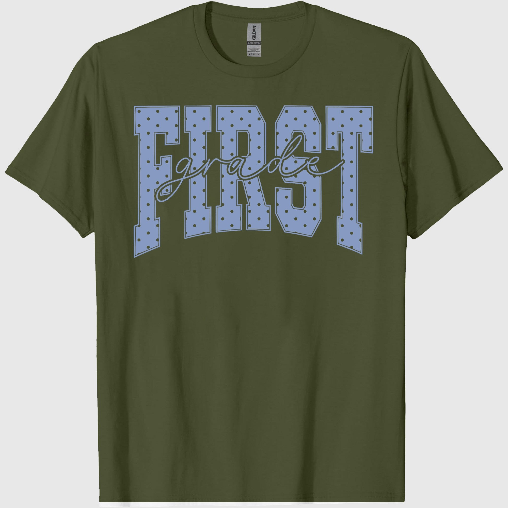 First Grade Shirt Blue Polka Dots Teacher Tee Cottagecore Aesthetic 1st Grade TShirt For Back to School Educator T-shirt.