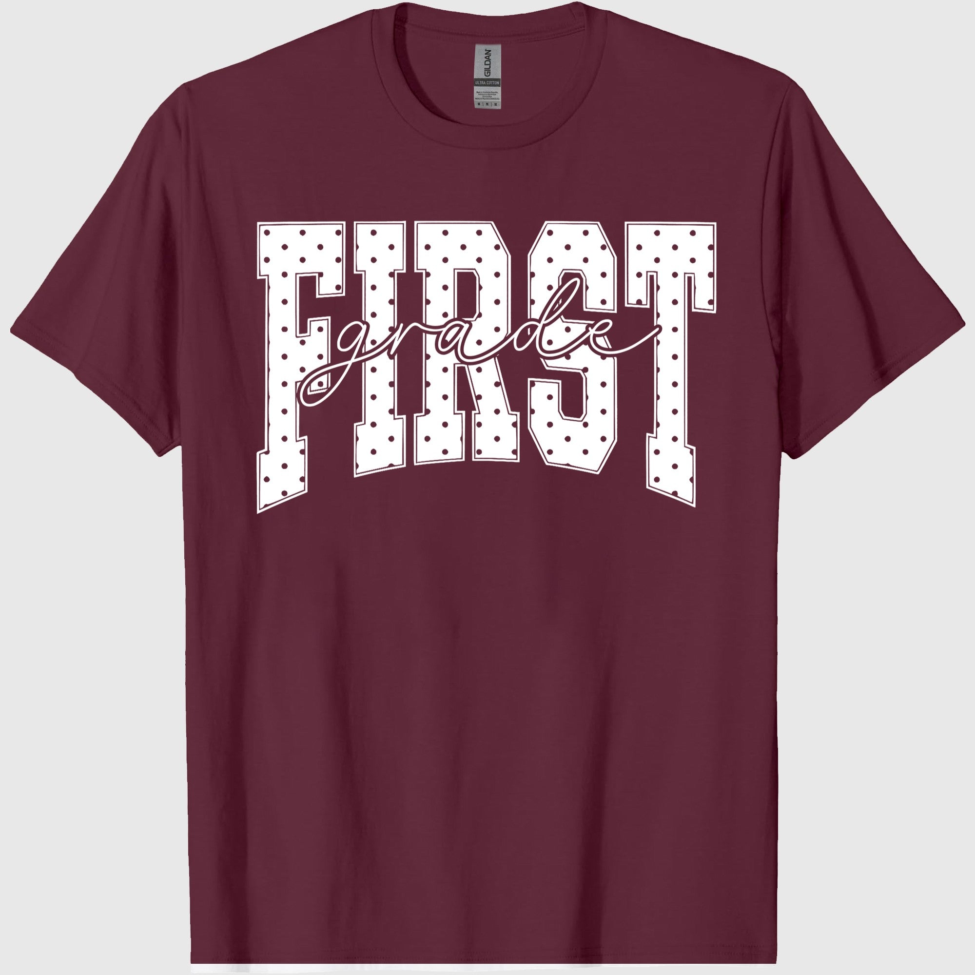 First Grade Shirt Blue Polka Dots Teacher Tee Cottagecore Aesthetic 1st Grade TShirt For Back to School Educator T-shirt