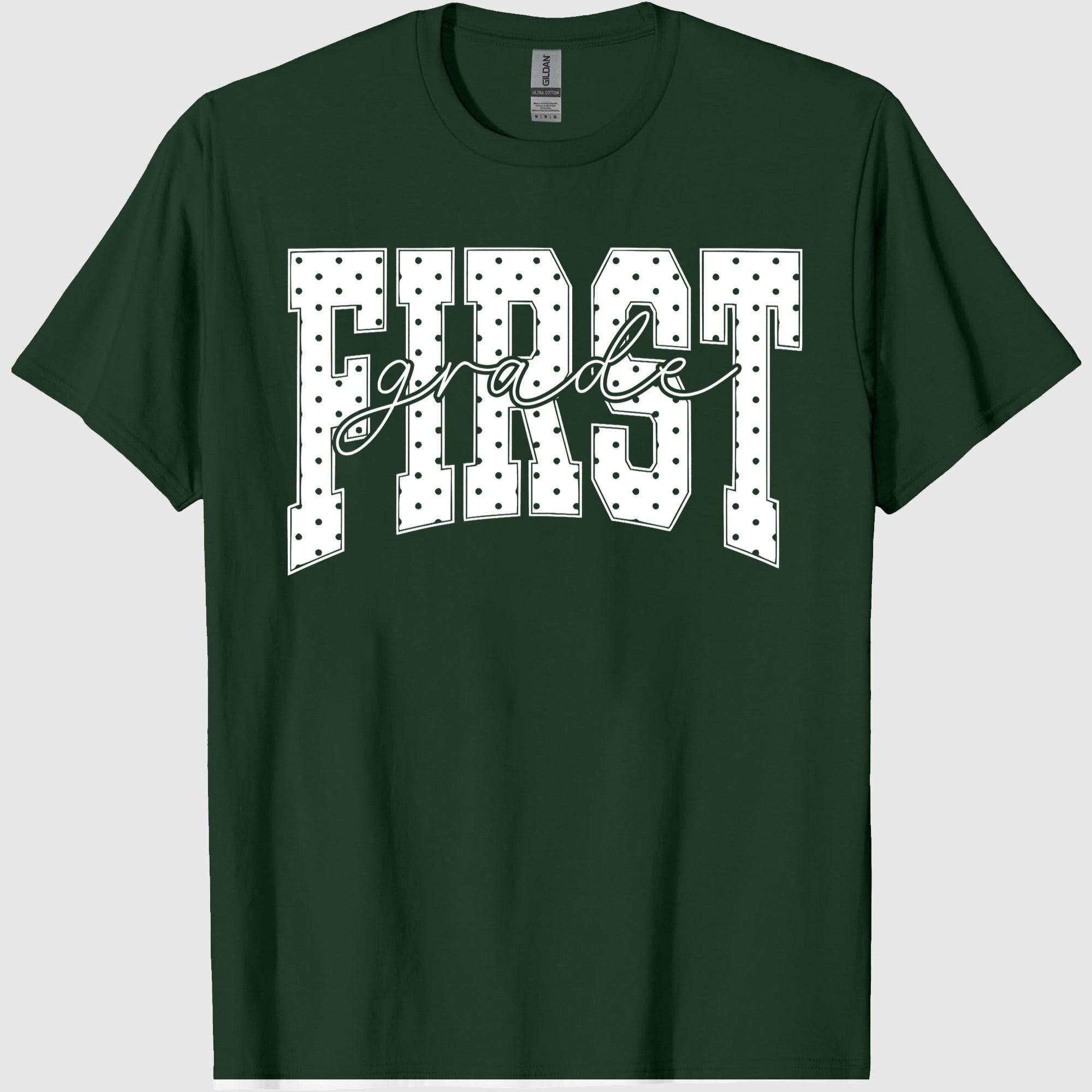 First Grade Shirt Blue Polka Dots Teacher Tee Cottagecore Aesthetic 1st Grade TShirt For Back to School Educator T-shirt